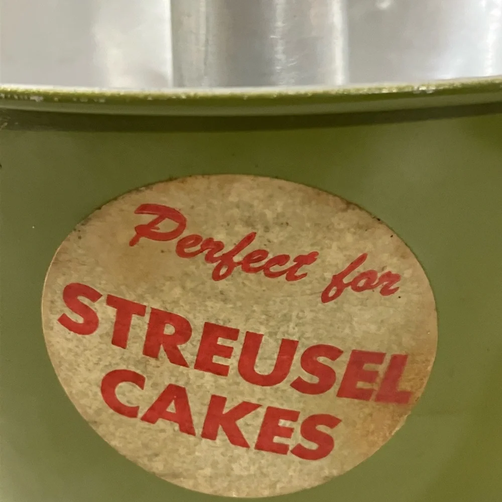 Vintage Mirro Aluminum Angel Food Cake Pan Green with Original Sticker